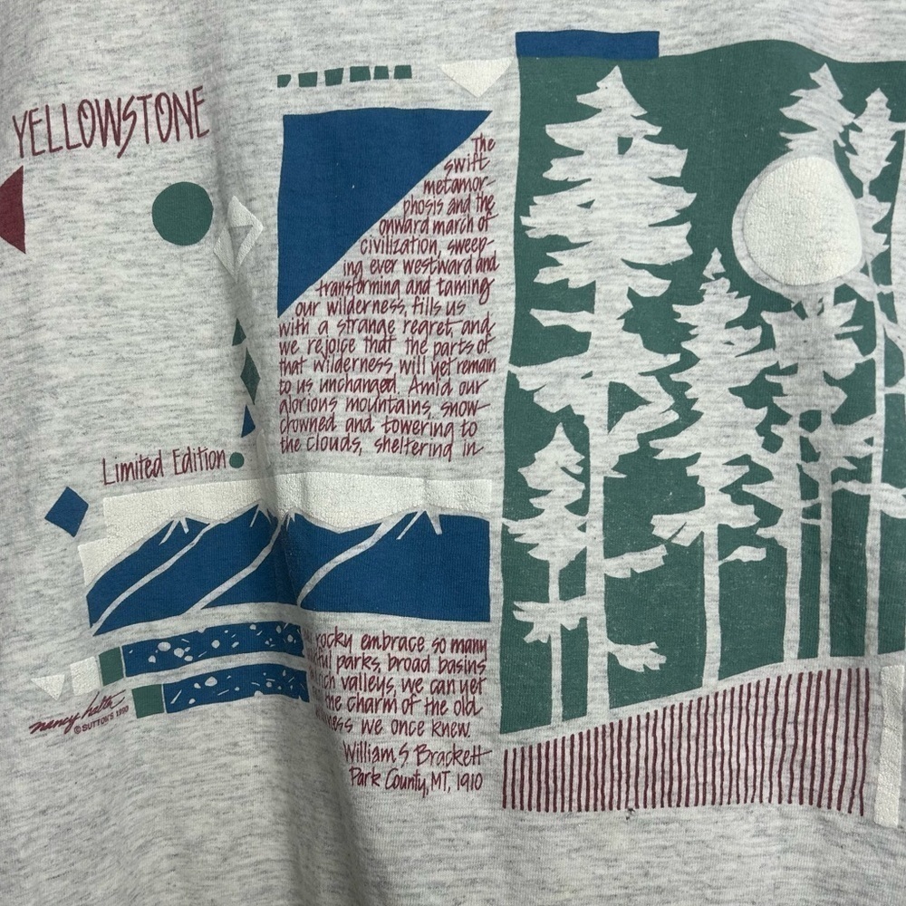 Vintage 1990 Yellowstone Distressed Single Stitch T-shirt - Picture 3 of 10